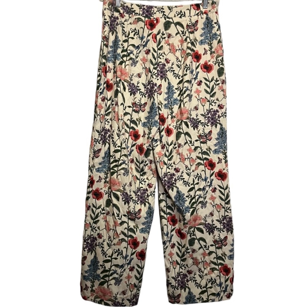 CIDER Cream Corduroy Wide Leg Pants w Spring Flowers, Butterflies & Ladybugs L - Picture 5 of 13